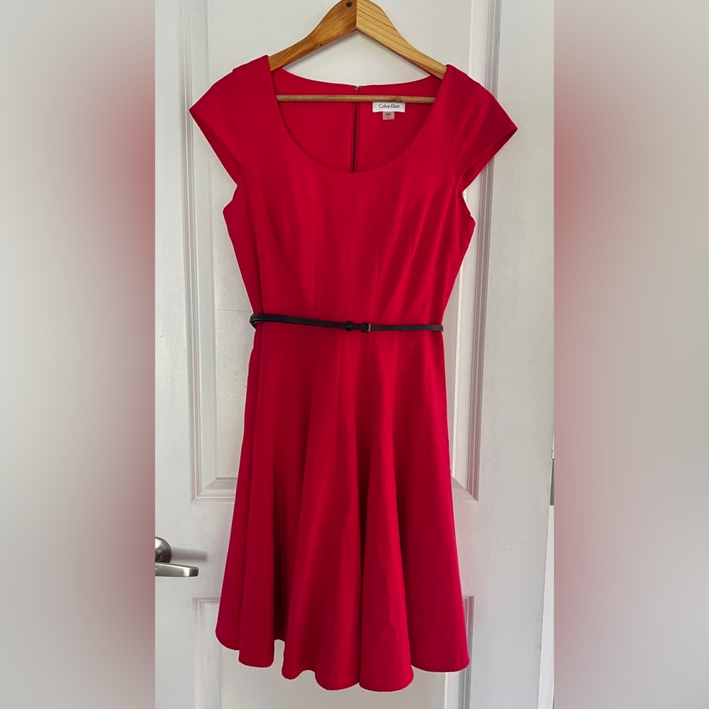 Never used Classic Calvin Klein Dress Pink size 6 with belt